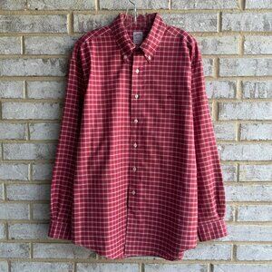 Brooks Brothers Long Sleeve Button Up Collared Plaid Shirt Men's Size L